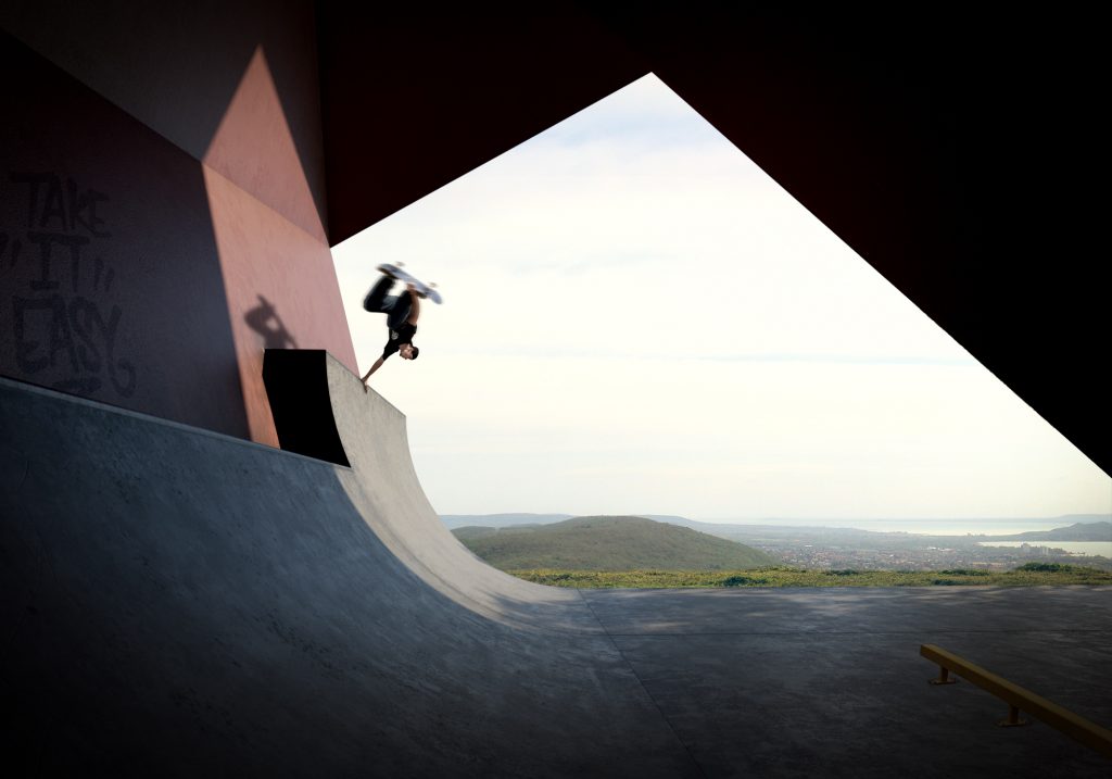 Skate hill concrete architectural visualization matte painting
