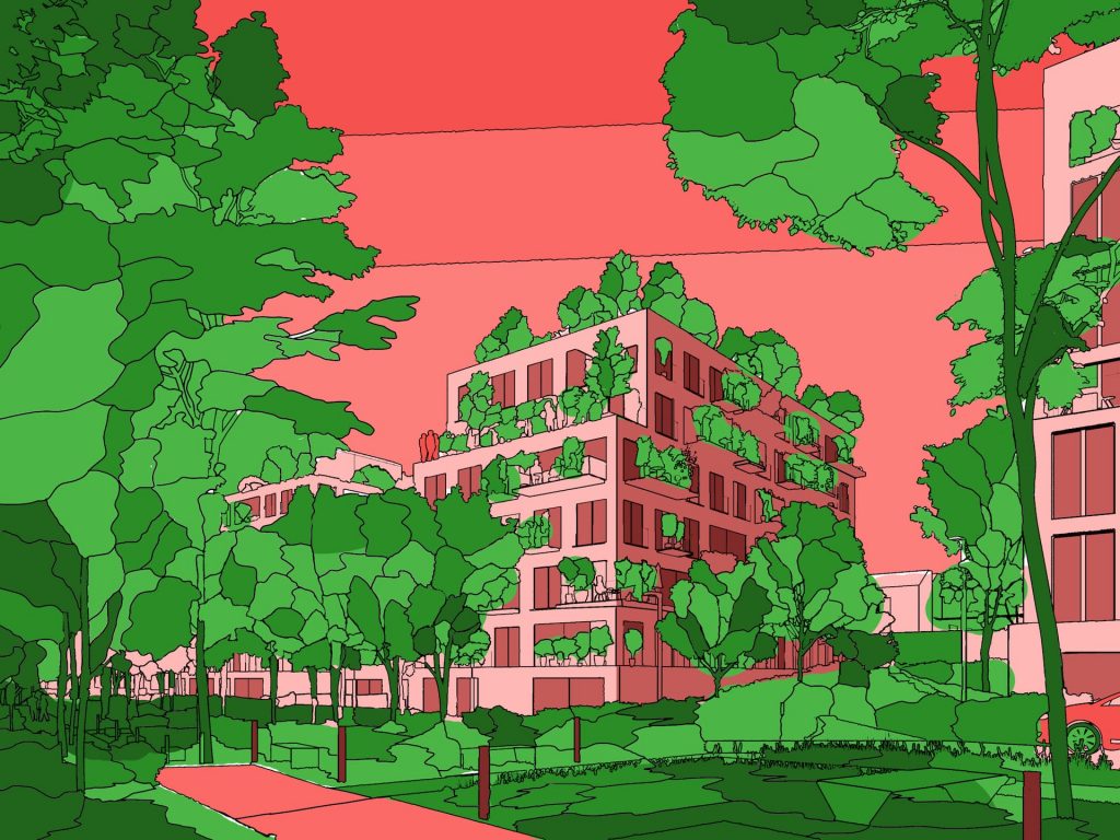 Les Simonettes Residential Development Pink Green